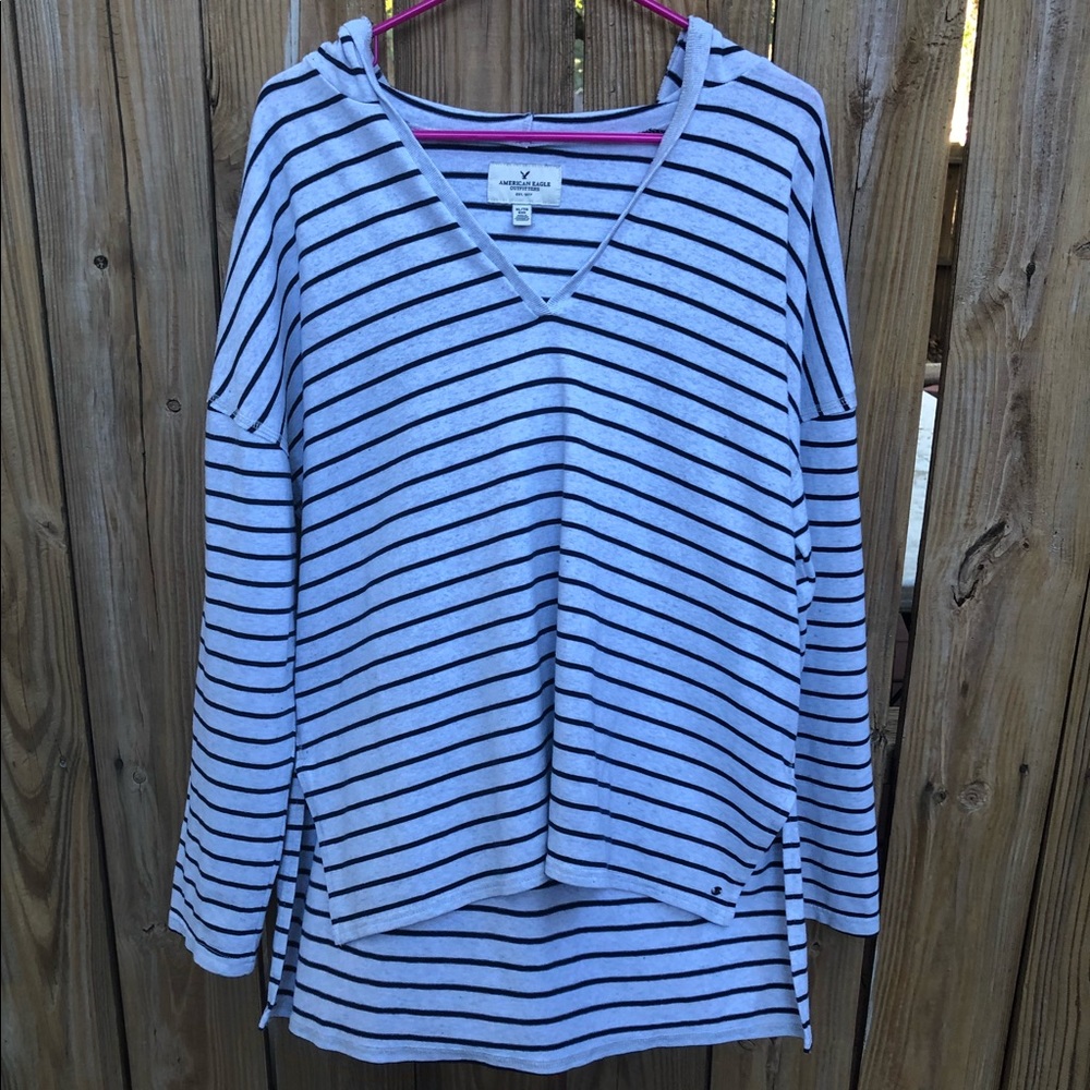American Eagle Hooded Striped Pullover Size XL